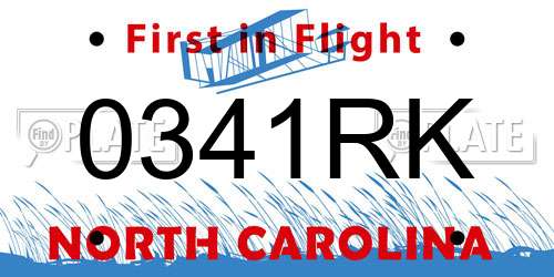 0341RK North Carolina License Plate