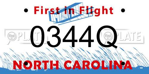 0344Q North Carolina License Plate