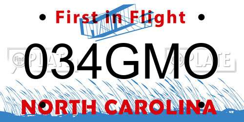 034GMO North Carolina License Plate
