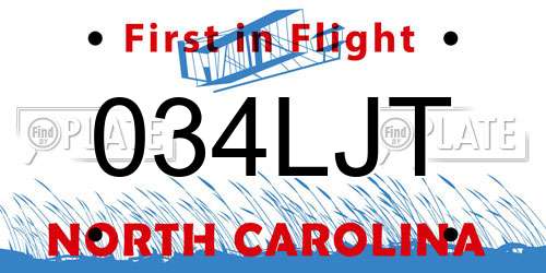 034LJT North Carolina License Plate
