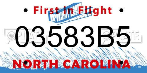 03583B5 North Carolina License Plate