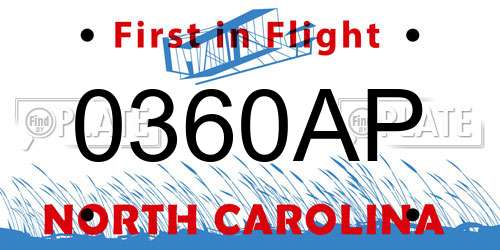 0360AP North Carolina License Plate
