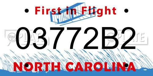 03772B2 North Carolina License Plate