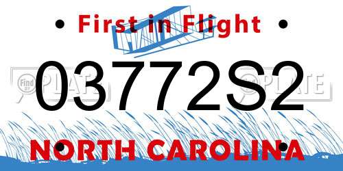03772S2 North Carolina License Plate