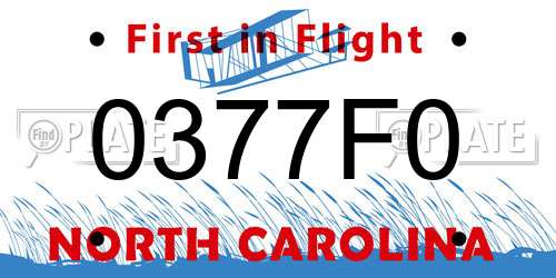 0377F0 North Carolina License Plate