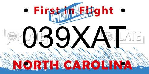 039XAT North Carolina License Plate