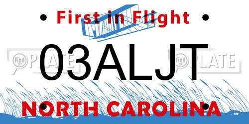 03ALJT North Carolina License Plate