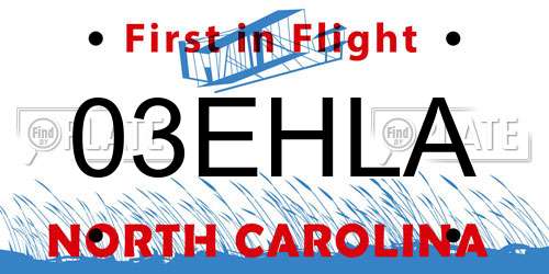 03EHLA North Carolina License Plate