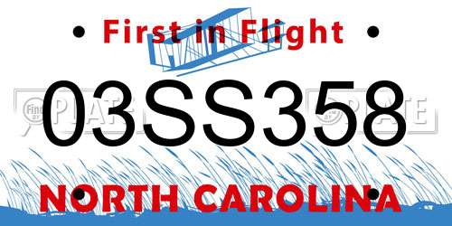 03SS358 North Carolina License Plate