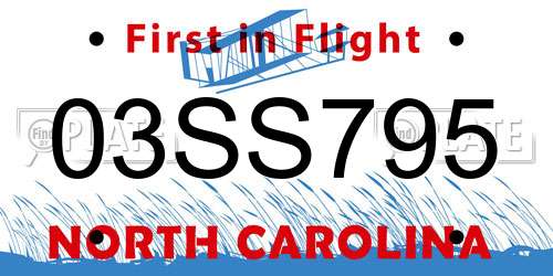 03SS795 North Carolina License Plate