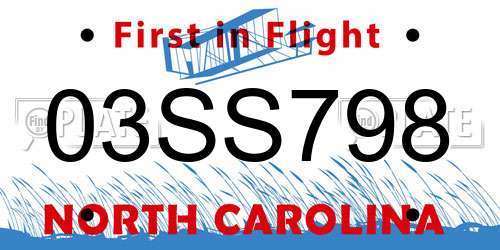 03SS798 North Carolina License Plate