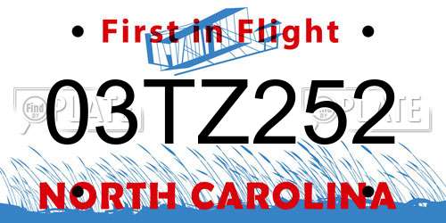 03TZ252 North Carolina License Plate