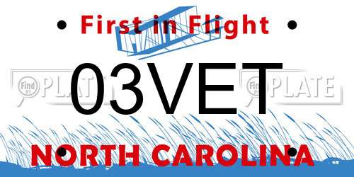 03VET North Carolina License Plate