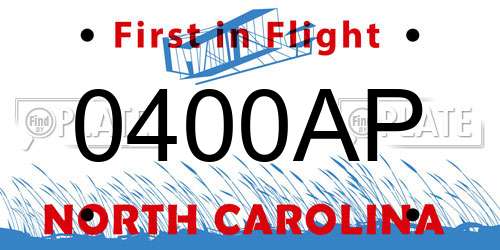 0400AP North Carolina License Plate