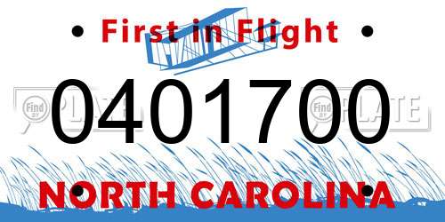 0401700 North Carolina License Plate