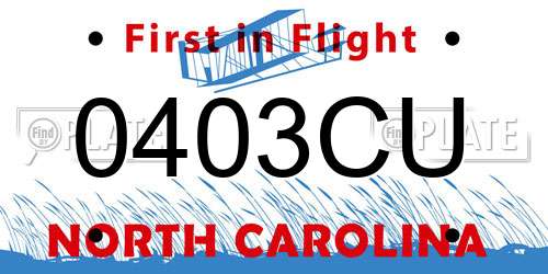 0403CU North Carolina License Plate