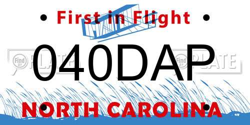 040DAP North Carolina License Plate