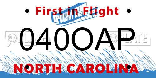 040OAP North Carolina License Plate
