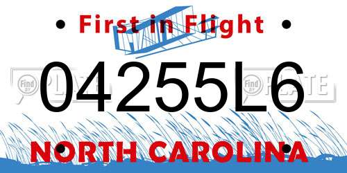 04255L6 North Carolina License Plate