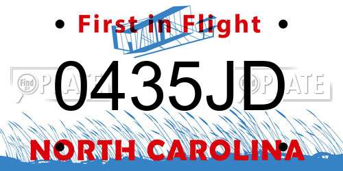 0435JD North Carolina License Plate