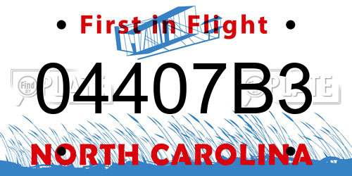 04407B3 North Carolina License Plate
