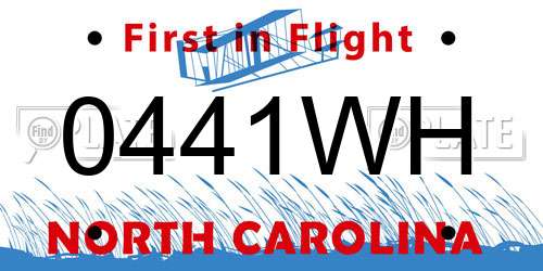0441WH North Carolina License Plate