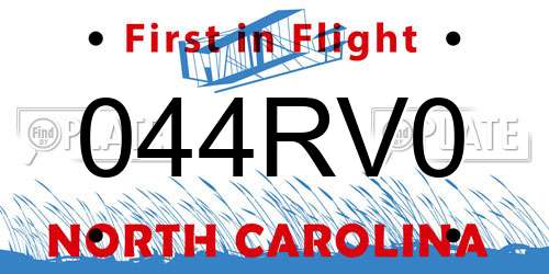 044RV0 North Carolina License Plate