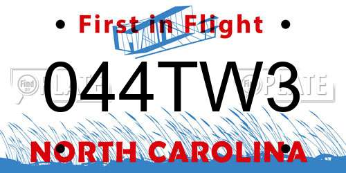044TW3 North Carolina License Plate