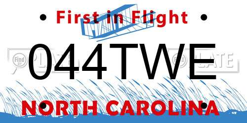 044TWE North Carolina License Plate