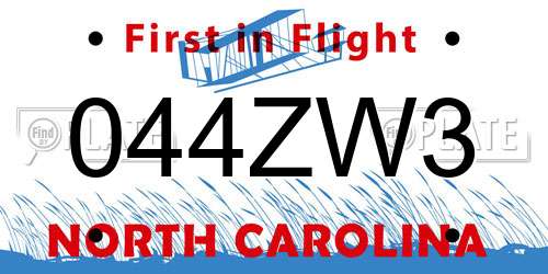044ZW3 North Carolina License Plate