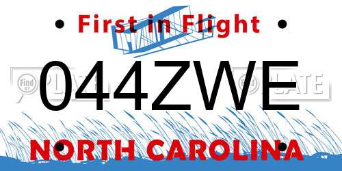 044ZWE North Carolina License Plate