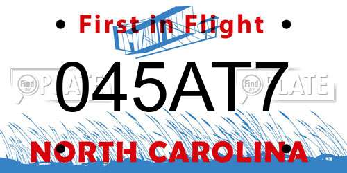045AT7 North Carolina License Plate