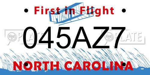 045AZ7 North Carolina License Plate