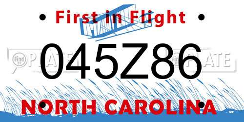 045Z86 North Carolina License Plate
