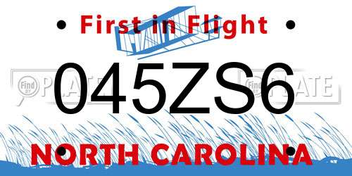 045ZS6 North Carolina License Plate