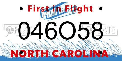 046O58 North Carolina License Plate