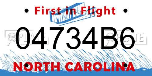 04734B6 North Carolina License Plate