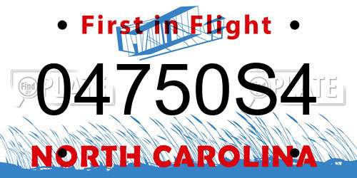 04750S4 North Carolina License Plate