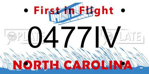 0477IV North Carolina License Plate