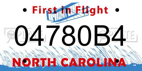 04780B4 North Carolina License Plate