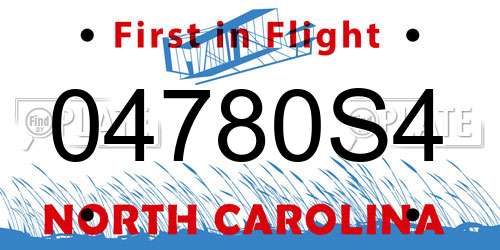 04780S4 North Carolina License Plate