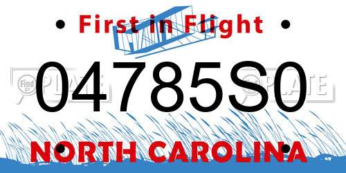 04785S0 North Carolina License Plate