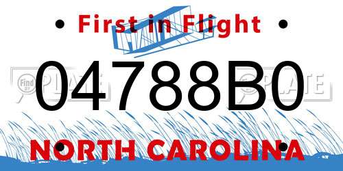 04788B0 North Carolina License Plate