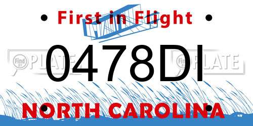 0478DI North Carolina License Plate