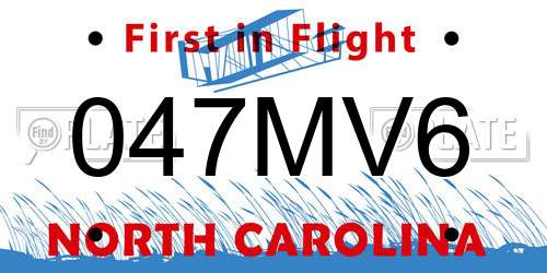 047MV6 North Carolina License Plate