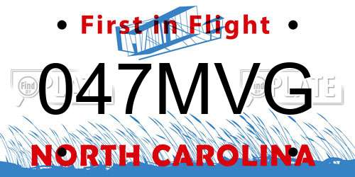 047MVG North Carolina License Plate