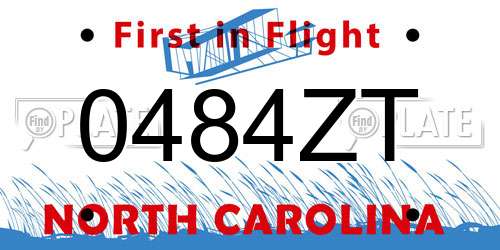 0484ZT North Carolina License Plate
