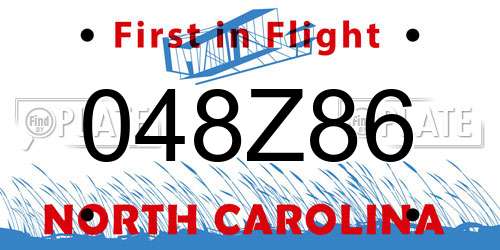 048Z86 North Carolina License Plate