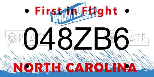 048ZB6 North Carolina License Plate