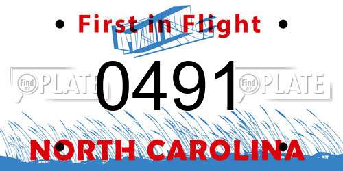0491 North Carolina License Plate
